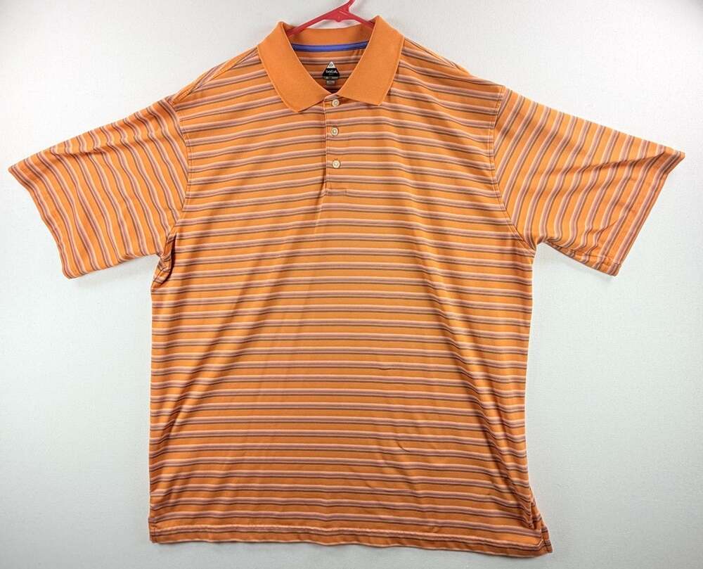 Bollé Golf Men’s Polo Orange Striped Short Sleeve Shirt Size XL